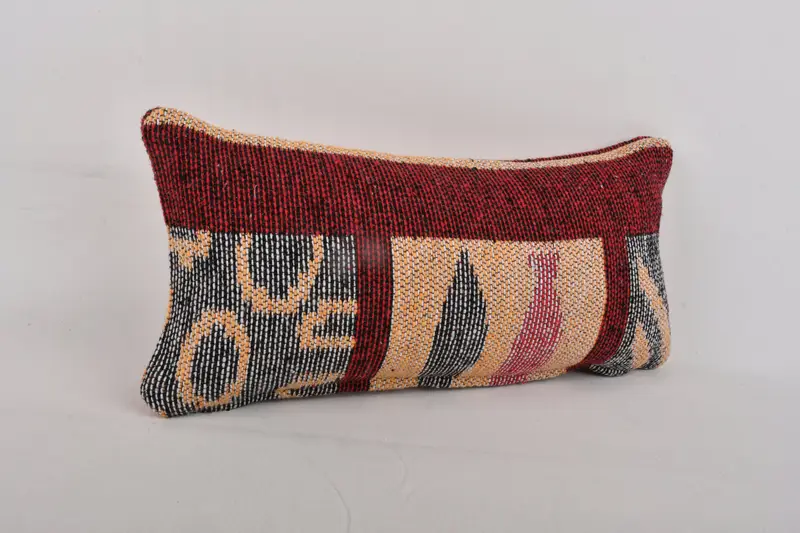Yoga Pillow, Antique Pillows, Kilim Cushion Sham, Ikat Pillow Sham, 8x16 Red Pillow Cover, Cushion Cover, Handmade Kilim Cushion - 2