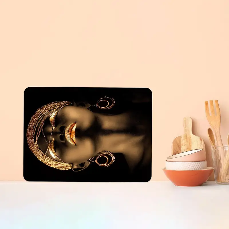 アフリカンゴールドリップデザインのきらめくガラスカッティングボード