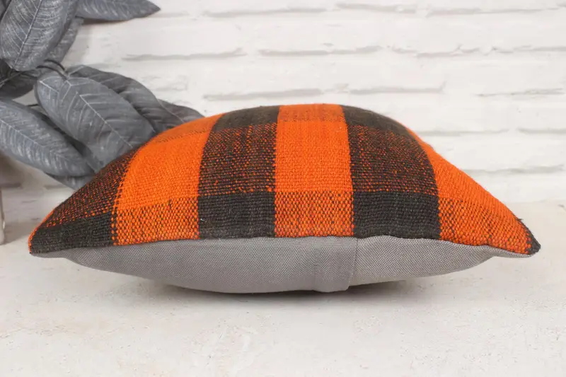 14x14 Orange Cushion Cover, Gift Pillow, Turkish Kilim Pillow, Cushion Case, Vintage Kilim Throw Pillow, Aesthetic Pillow - 5