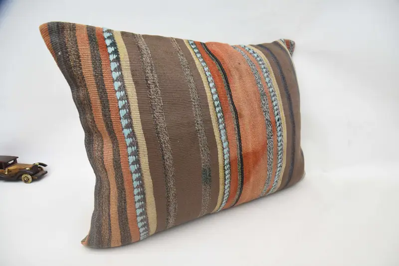 Cushion Cover, 20x28 Brown Cushion Cover, Boho Pillow, Sofa Pillow Case, Outdoor Pillow Case, Turkish Pillow, Kilim Pillow Cover - 3
