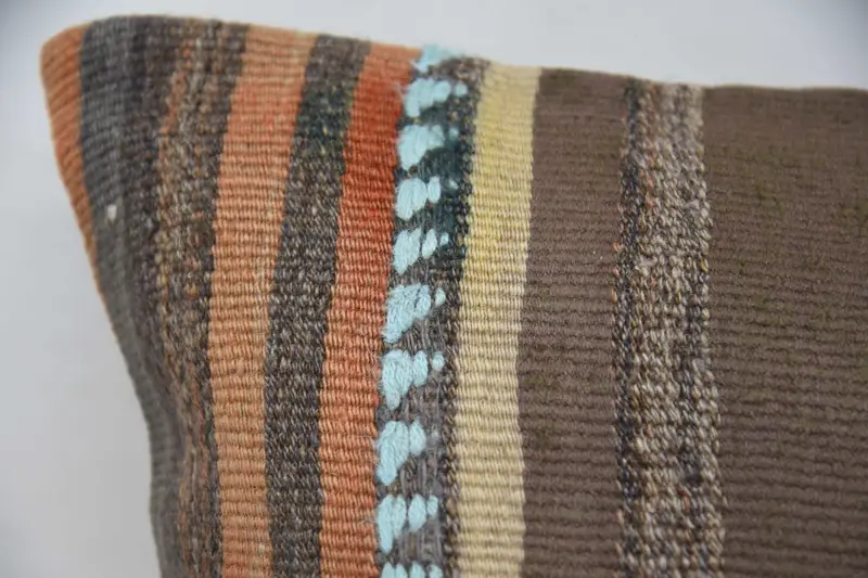Cushion Cover, 20x28 Brown Cushion Cover, Boho Pillow, Sofa Pillow Case, Outdoor Pillow Case, Turkish Pillow, Kilim Pillow Cover - 2