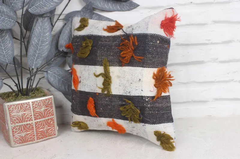 Cushion Cover, Pillow for Sofa, 12x12 Beige Pillow Cover, Nautical Throw Pillow, Interior Designer Pillow, Vintage Kilim Pillow, Indoor Cushion Case - 3