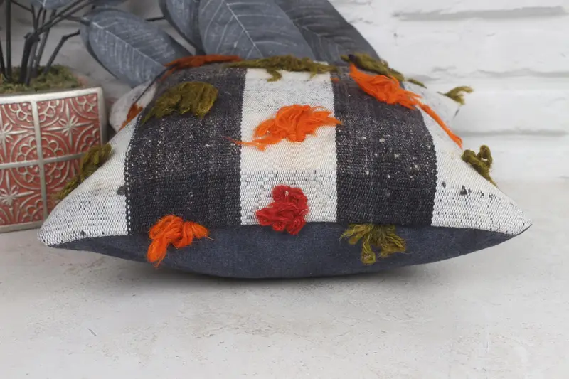Cushion Cover, Pillow for Sofa, 12x12 Beige Pillow Cover, Nautical Throw Pillow, Interior Designer Pillow, Vintage Kilim Pillow, Indoor Cushion Case - 5