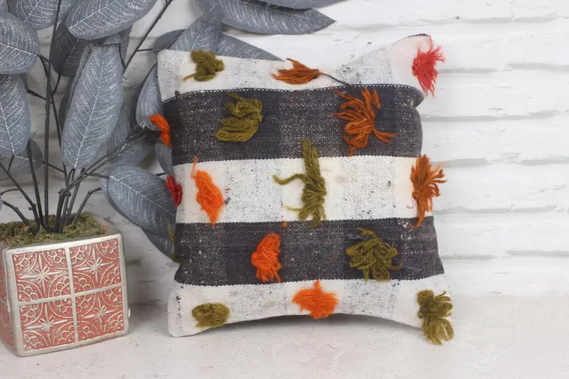 Cushion Cover, Pillow for Sofa, 12x12 Beige Pillow Cover, Nautical Throw Pillow, Interior Designer Pillow, Vintage Kilim Pillow, Indoor Cushion Case - 1
