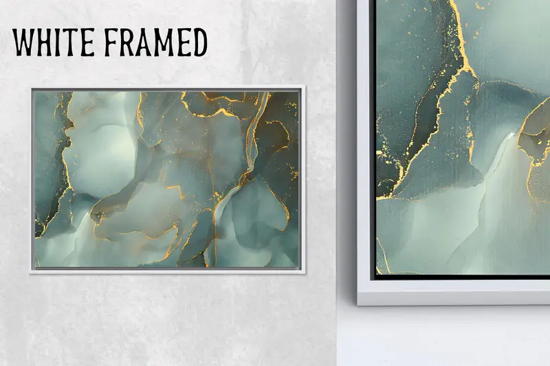 エレガントなグリーンゴールド大理石のきらめく高級キャンバスプリント