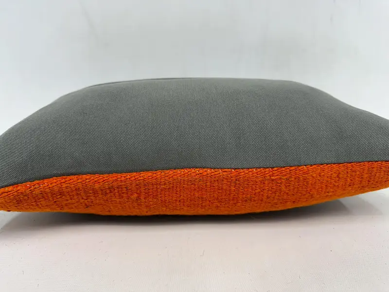 Throw Kilim Pillow, Vintage Kilim Pillow, Ethnical Kilim Rug Pillow, Pillow Sham, 12x20 Orange Cushion Cover, Couch Cushion, Boho Chic Pillow Cover - 7