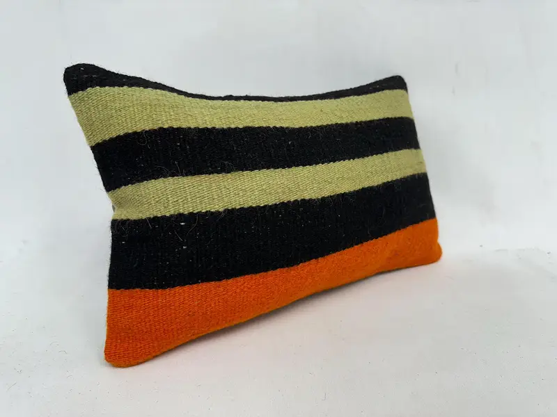 Throw Kilim Pillow, Vintage Kilim Pillow, Ethnical Kilim Rug Pillow, Pillow Sham, 12x20 Orange Cushion Cover, Couch Cushion, Boho Chic Pillow Cover - 3