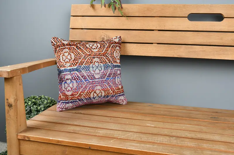 Custom Pillow, 12x12 Blue Pillow, Handwoven Pillow Cover Cushion, Handmade Kilim Cushion, Kilim Pillow Cover, Pillow Sham, Throw Kilim Pillow - 1