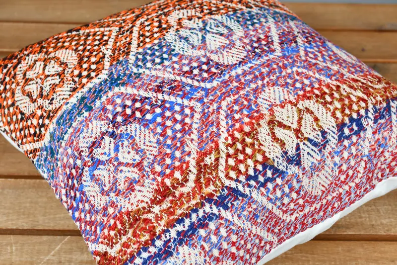 Custom Pillow, 12x12 Blue Pillow, Handwoven Pillow Cover Cushion, Handmade Kilim Cushion, Kilim Pillow Cover, Pillow Sham, Throw Kilim Pillow - 3