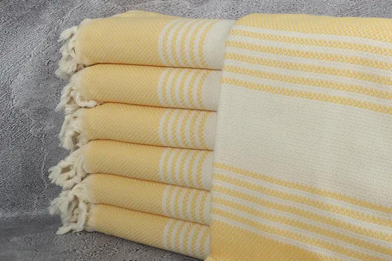 Toalla de rayas de algodón amarillo, regalo de despedida de soltera, 40x71 pulgadas