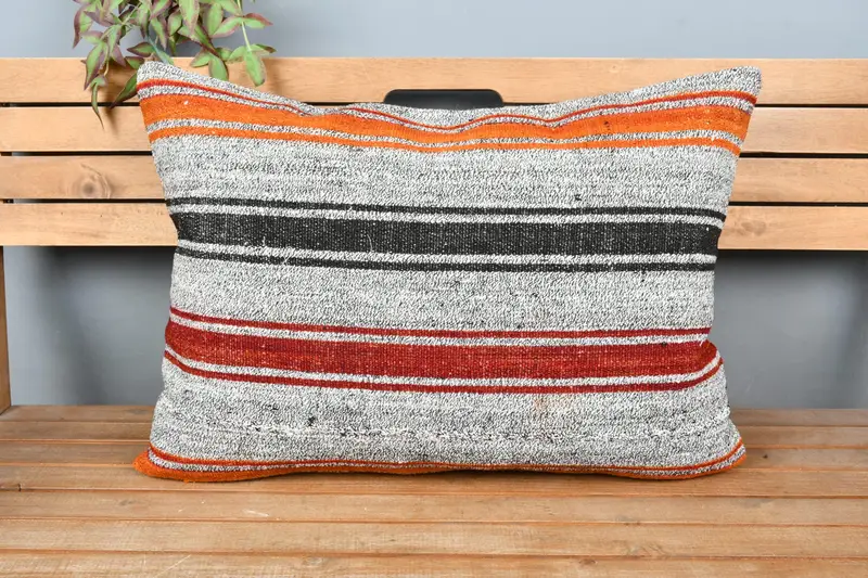 20x28 White Pillow Cover, Ethnical Kilim Rug Pillow, Kilim Pillow Cover, Pillow Cover, Interior Designer Pillow, Armchair Pillow Cover - 6