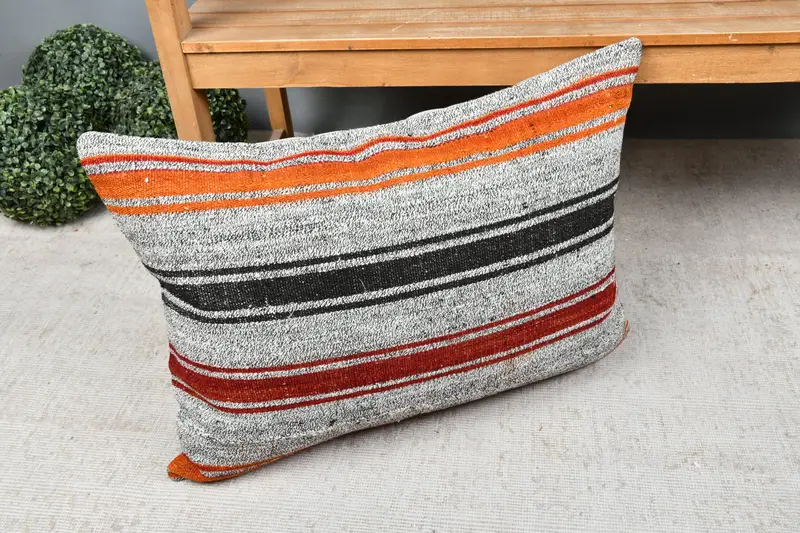 20x28 White Pillow Cover, Ethnical Kilim Rug Pillow, Kilim Pillow Cover, Pillow Cover, Interior Designer Pillow, Armchair Pillow Cover - 7