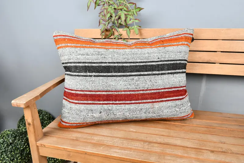 20x28 White Pillow Cover, Ethnical Kilim Rug Pillow, Kilim Pillow Cover, Pillow Cover, Interior Designer Pillow, Armchair Pillow Cover - 1