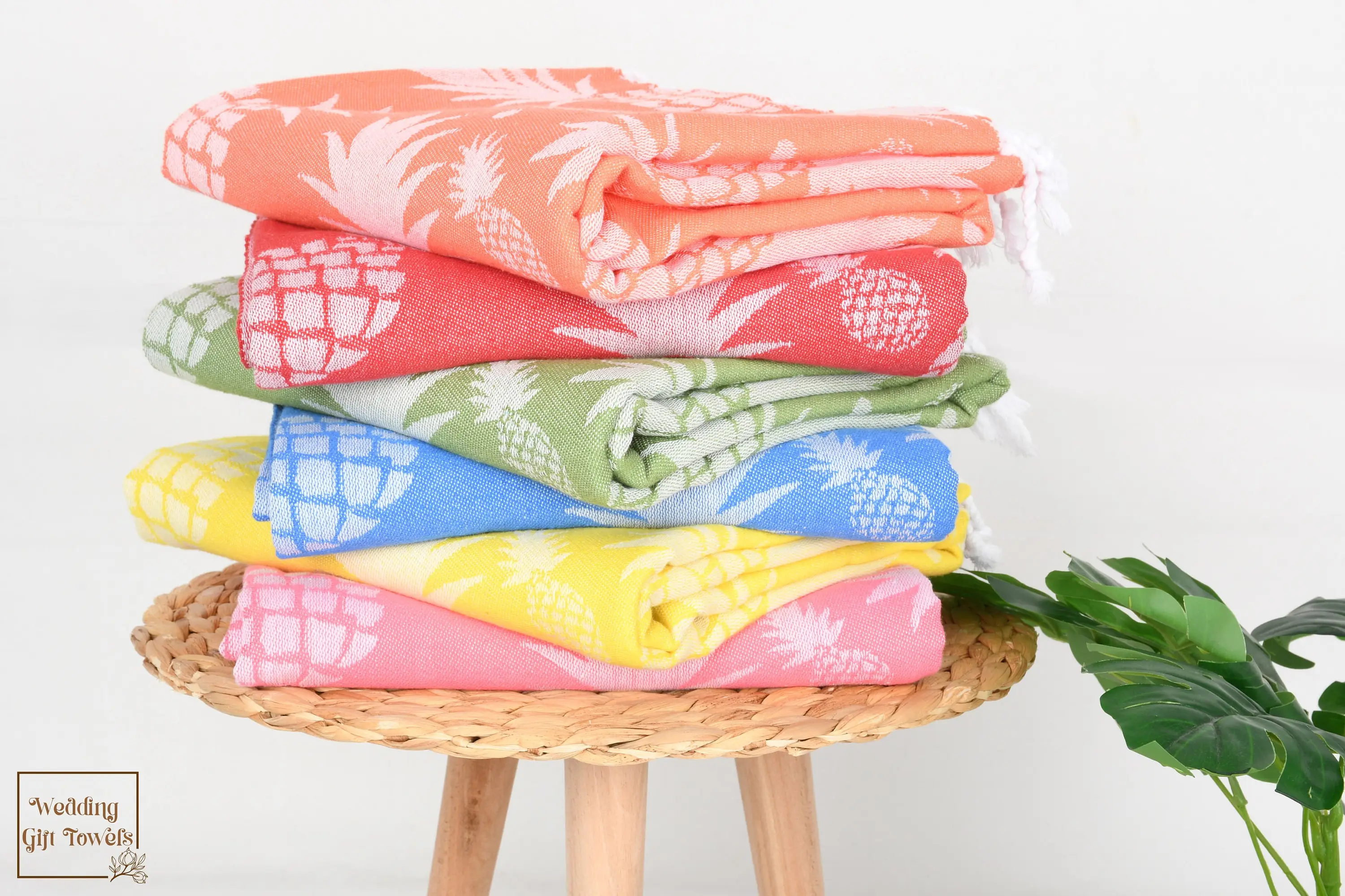 Pineapple Turkish Cotton Beach Towel Beige, 36x70 Inches - 1