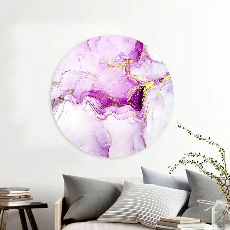 エレガントな紫色の大理石プリント キャンバス: 高級抽象アート