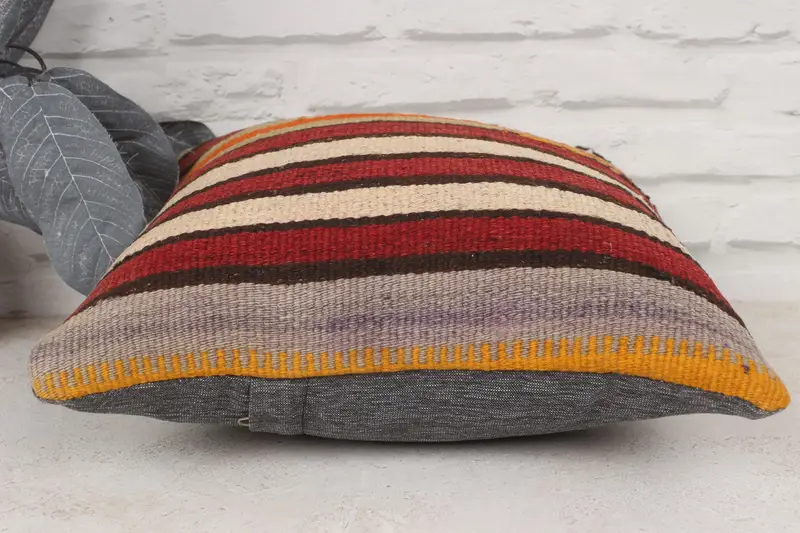 Decorative Bolster Pillow Sham, Art Deco Cushion Cover, Handmade Kilim Cushion, Pillow, Pillow for Couch, 14x14 Red Pillow Case, Antique Pillows - 5