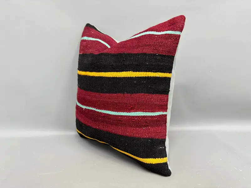 Handmade Kilim Cushion, Interior Designer Pillow, Ethnic Pillow, Vintage Throw Cushion Cover, Pillow for Sofa, Pillow Cover, 18x18 Brown Pillow Case - 3
