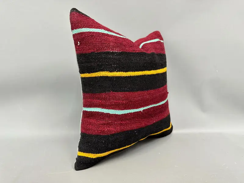 Handmade Kilim Cushion, Interior Designer Pillow, Ethnic Pillow, Vintage Throw Cushion Cover, Pillow for Sofa, Pillow Cover, 18x18 Brown Pillow Case - 2