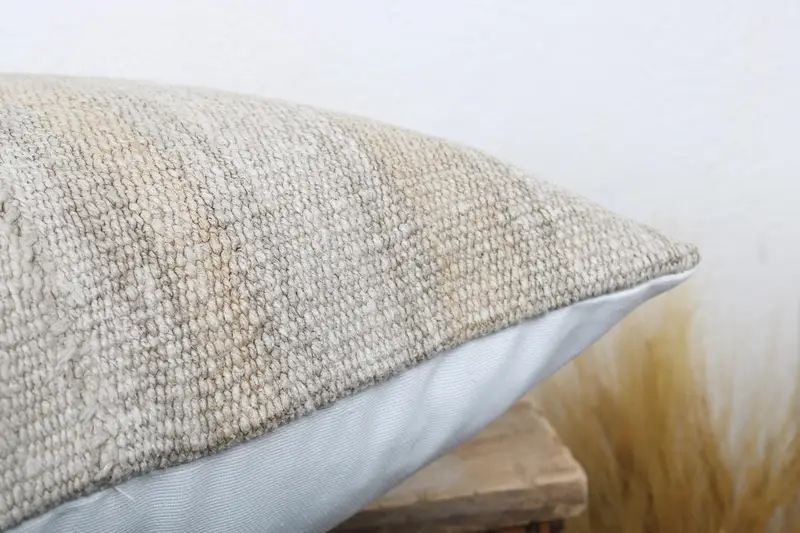 Pillow Case, Decorative Throw Pillow Cover, Turkish Rugs Cushion Case, 18x18 Beige Pillow Sham, Kilim Pillow Cover, Vintage Pillow, Boho Pillow - 6