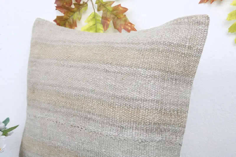 Pillow Case, Decorative Throw Pillow Cover, Turkish Rugs Cushion Case, 18x18 Beige Pillow Sham, Kilim Pillow Cover, Vintage Pillow, Boho Pillow - 5