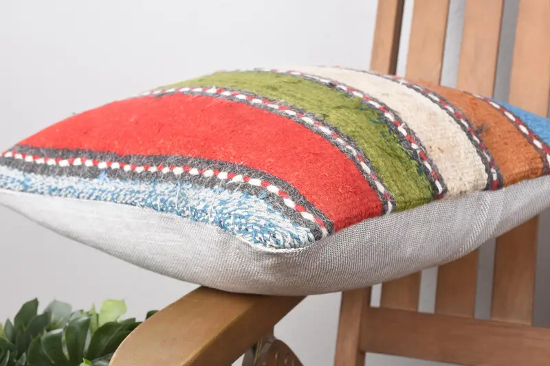 Pillow Cover, Handmade Kilim Cushion, Living Room Throw Cushion, Pillow for Couch, Antique Pillows, 16x16 Green Cushion Cover - 6