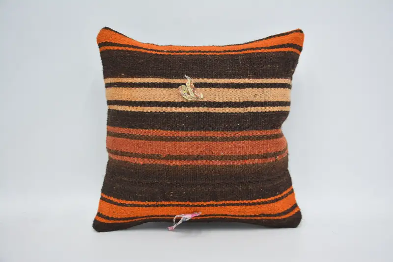 Home Decor Pillow, Pillow Case, Vintage Pillow, Ethnical Kilim Rug Pillow, Colorful Cushion, Traditional Pillow Sham, 14x14 Red Pillow - 1