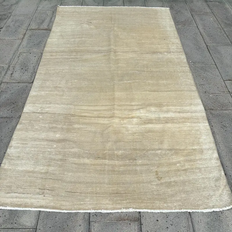 Zarif Bej Halı, 5,1x9,4 ft Botanik Tasarım