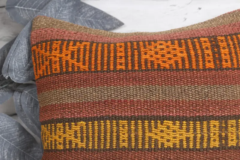 Antique Pillows, Bright Pillow, Kilim Pillow, 12x12 Brown Pillow Cover, Handmade Kilim Cushion, Cushion, Knitted Pillow Cover - 2