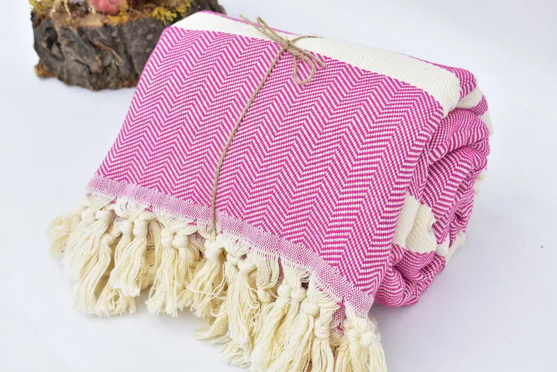 Turkish Cotton Throw Blanket, Bachelor Party Gifts, Decorative Blanket, Throw Blanket Couch, Tablecloth, 96x80 Cotton Herringbone Towel - 7