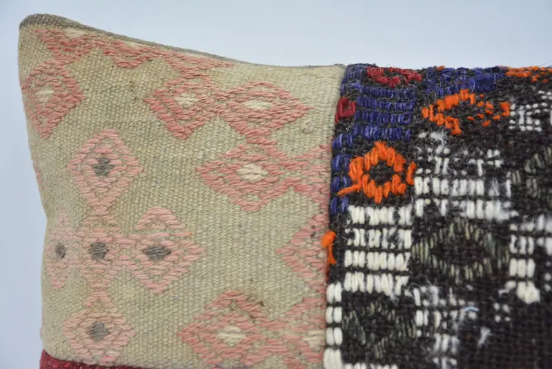 Morroccon Kilim Cushion Cushion Case, Kilim Cushion Sham, 12x24 White Pillow Case, Kilim Pillow Cover, Cushion, Ethnical Kilim Rug Pillow - 2