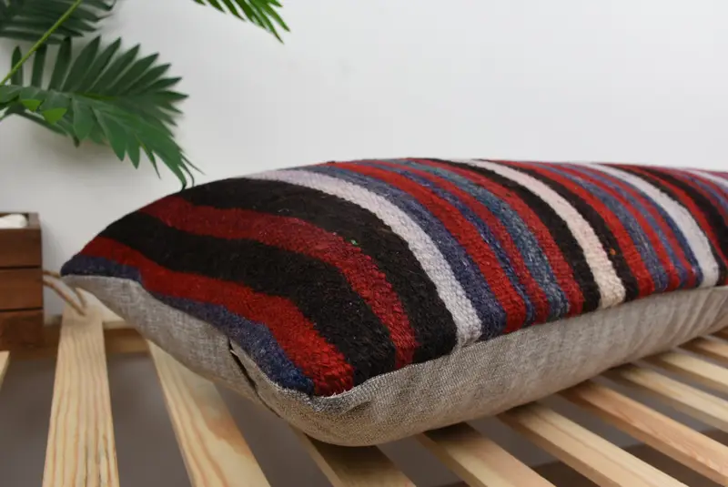 Outdoor Bolster Cushion Case, 16x48 Blue Pillow, Cushion, Office Chair Cushion, Antique Pillows, Kilim Pillow, Kilim Pillow Cover - 6
