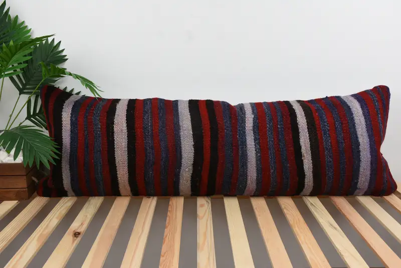 Outdoor Bolster Cushion Case, 16x48 Blue Pillow, Cushion, Office Chair Cushion, Antique Pillows, Kilim Pillow, Kilim Pillow Cover - 1