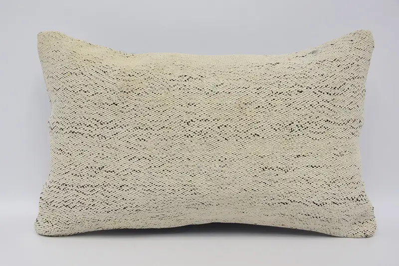 Throw Plaid Beige Pillow Case, Contemporary 12x20 inch Antique Cushion - 1