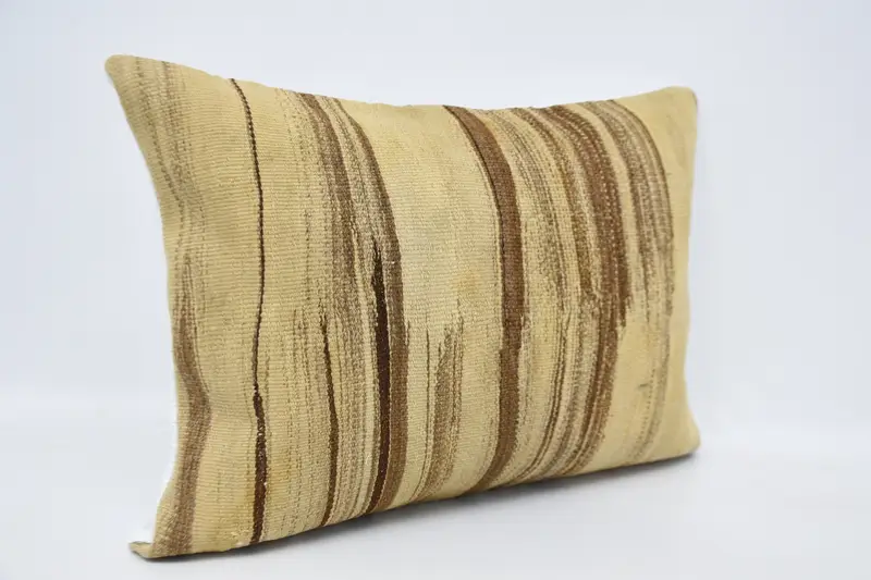 Square Throw Pillow, Vintage Pillow, Turkish Kilim Pillow, Pillow Sham, Knitted Pillow Case, Turkish Pillow, 20x28 Brown Pillow Case - 3