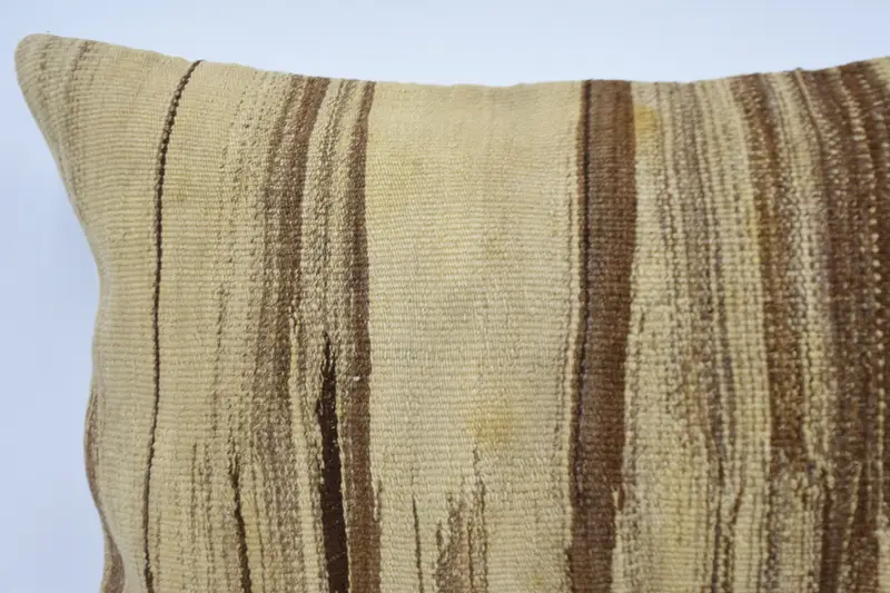 Square Throw Pillow, Vintage Pillow, Turkish Kilim Pillow, Pillow Sham, Knitted Pillow Case, Turkish Pillow, 20x28 Brown Pillow Case - 2