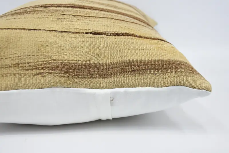 Square Throw Pillow, Vintage Pillow, Turkish Kilim Pillow, Pillow Sham, Knitted Pillow Case, Turkish Pillow, 20x28 Brown Pillow Case - 5