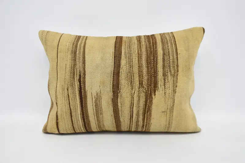 Square Throw Pillow, Vintage Pillow, Turkish Kilim Pillow, Pillow Sham, Knitted Pillow Case, Turkish Pillow, 20x28 Brown Pillow Case - 1