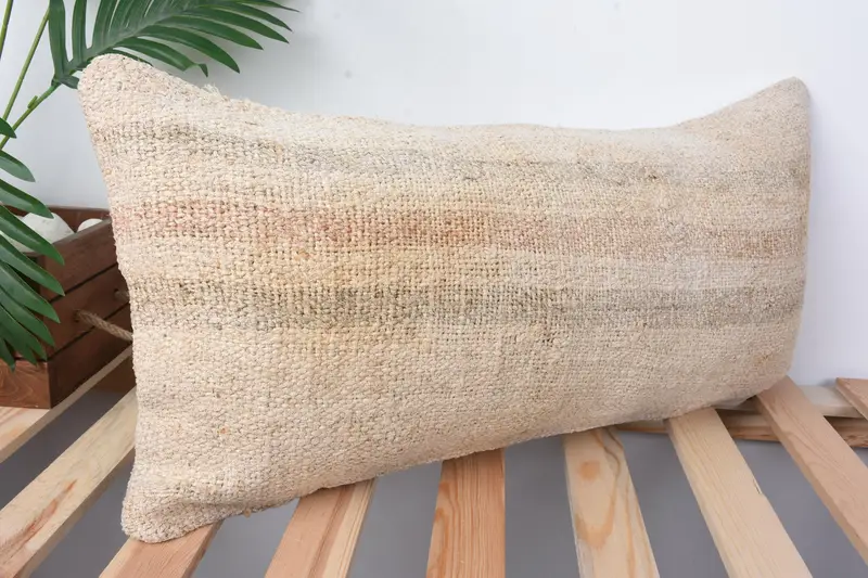 Hippie Throw Cushion Cover, Boho Pillow, Cushion, Gift Pillow, Sofa Cushion Case, Boho Pillow Sham Cover, 12x24 Beige Pillow Cover, Pastel Cushion - 5