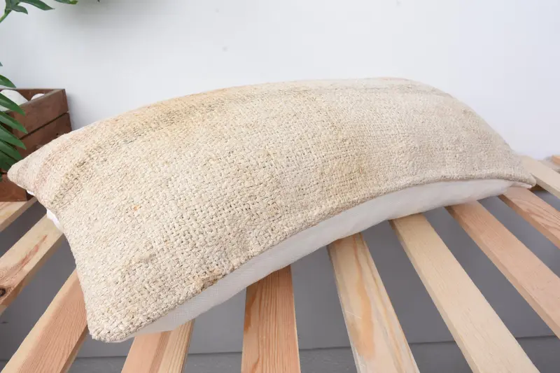 Hippie Throw Cushion Cover, Boho Pillow, Cushion, Gift Pillow, Sofa Cushion Case, Boho Pillow Sham Cover, 12x24 Beige Pillow Cover, Pastel Cushion - 6