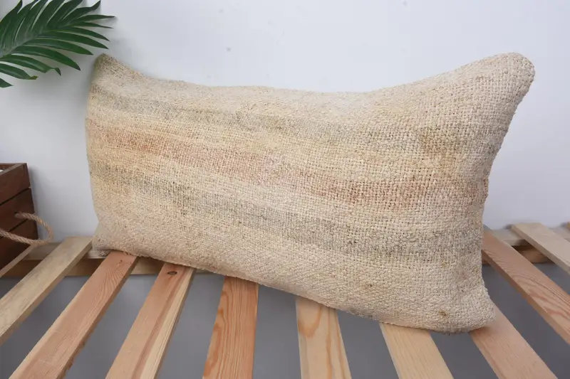 Hippie Throw Cushion Cover, Boho Pillow, Cushion, Gift Pillow, Sofa Cushion Case, Boho Pillow Sham Cover, 12x24 Beige Pillow Cover, Pastel Cushion - 4