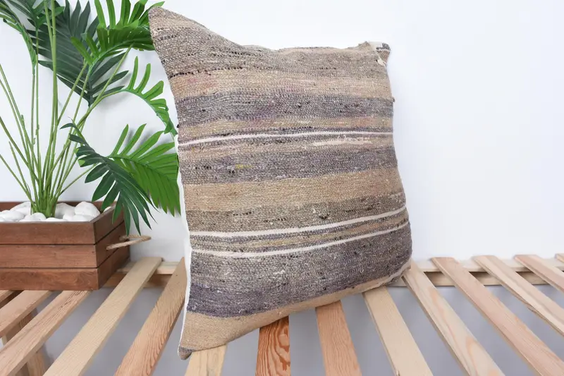 Kilim Pillow, Kilim Cushion Sham, Turkish Pillow, 20x20 Beige Cushion Cover, One Of A Kind Cushion, Traditional Cushion Cover, Pillow Sham - 4