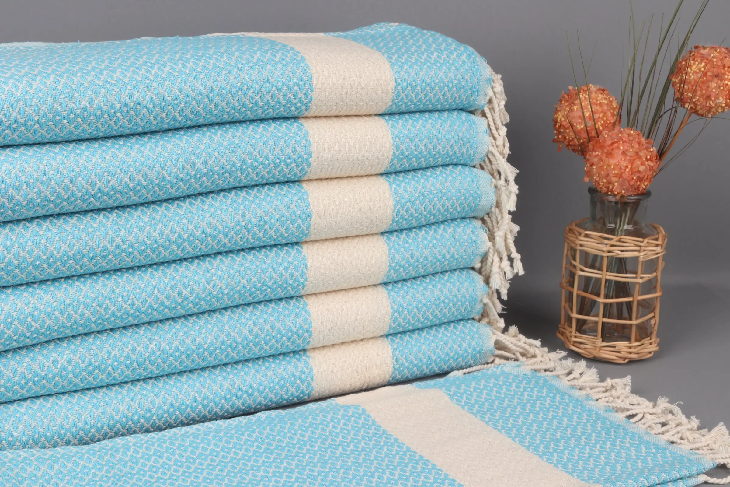 Tea Towel Embroidery Designs Custom Dish Towel Turquoise 20x40 Inches - 1