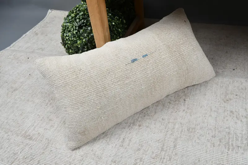 Vintage Kilim Throw Pillow, 12x24 Beige Pillow, Cushion, Patio Pillow, Garden Pillow Case, Throw Kilim Pillow, Boho Pillow, Cozy Throw Cushion Cover - 7