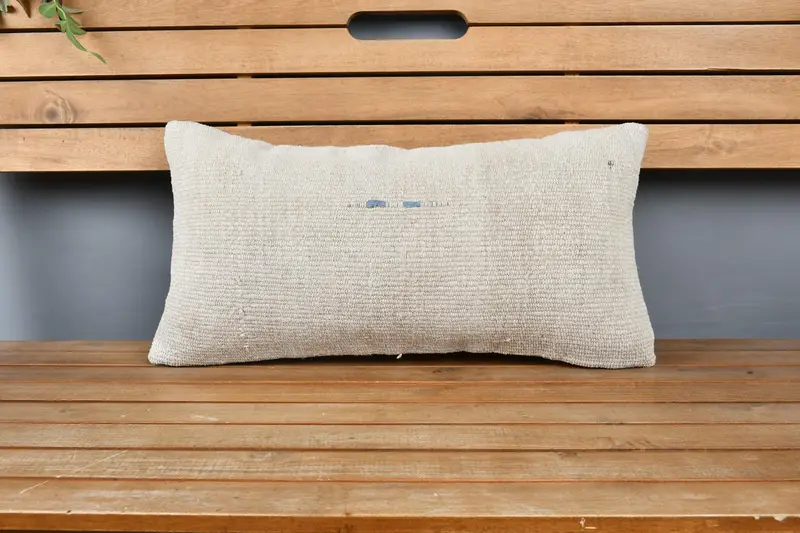 Vintage Kilim Throw Pillow, 12x24 Beige Pillow, Cushion, Patio Pillow, Garden Pillow Case, Throw Kilim Pillow, Boho Pillow, Cozy Throw Cushion Cover - 6