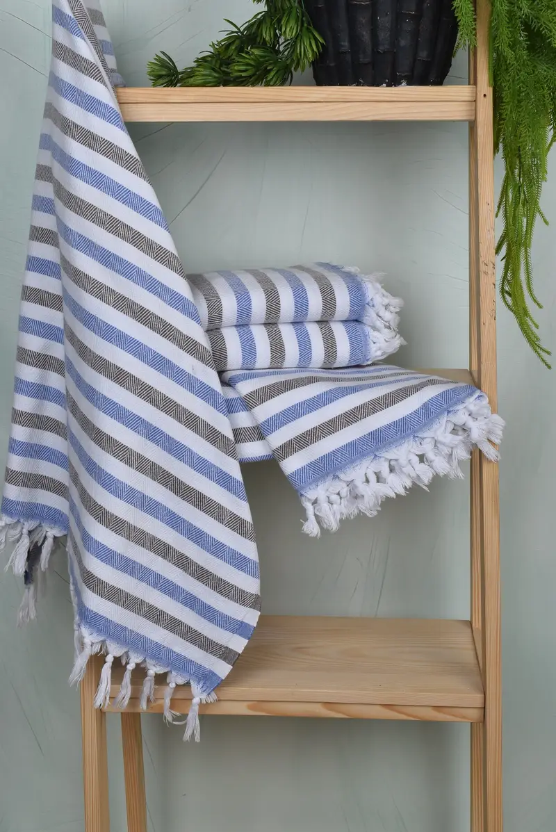 Handmade Turkish hammam towel, Beach towel, 64x40 Cotton Striped Towel, Personalized Gift, Turkish Towel Set, Best Friend Gift Ideas, Summer Gift - 6