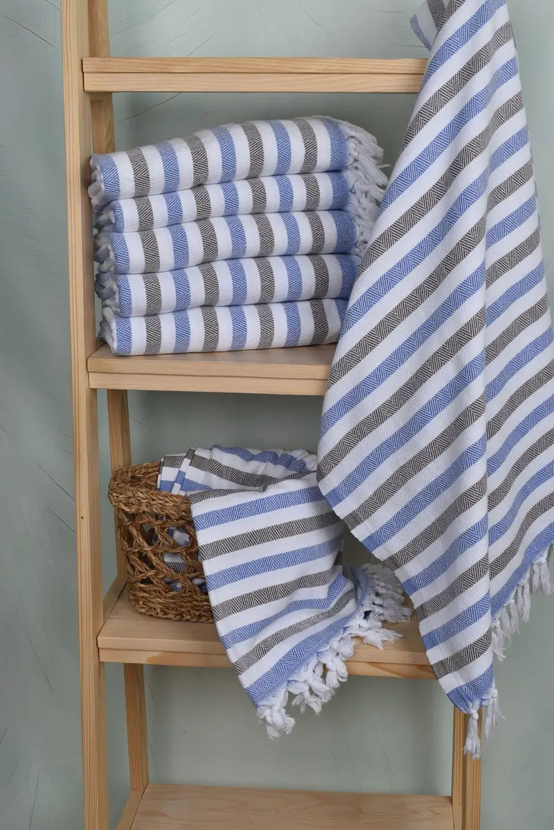 Handmade Turkish hammam towel, Beach towel, 64x40 Cotton Striped Towel, Personalized Gift, Turkish Towel Set, Best Friend Gift Ideas, Summer Gift - 3