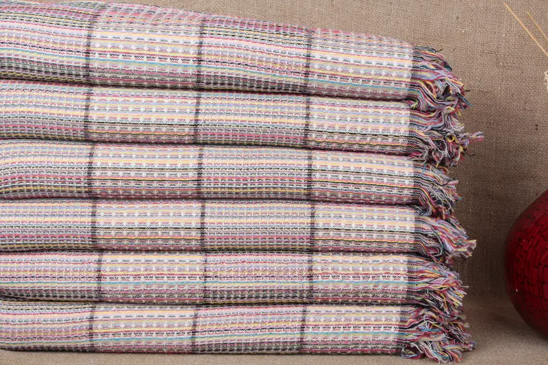 Turkish Bath Towel Multi-Color Waffle, Beige, Organic Cotton, 36x71 Inches