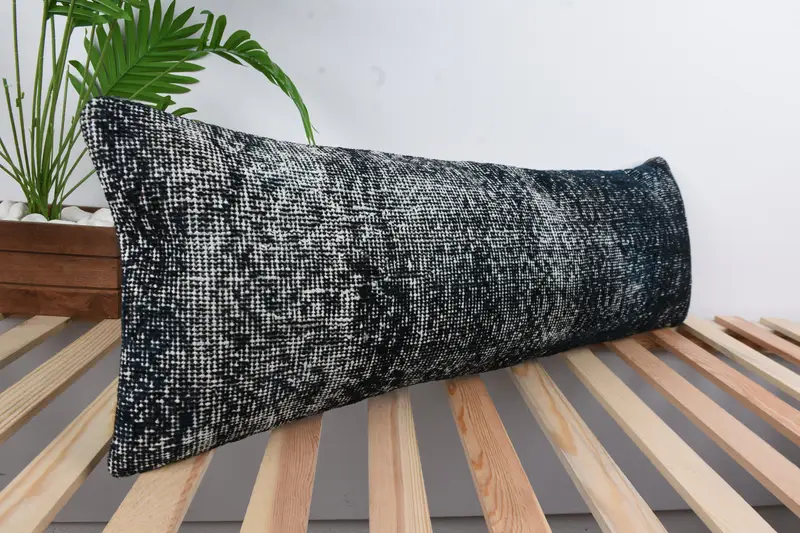 Pillow for Couch, Vintage Kilim Pillow, Pillow Case, 12x36 Blue Cushion Cover, Accent Cushion, Ethnical Kilim Rug Pillow - 4