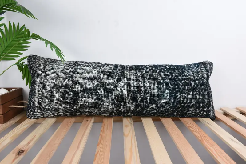 Pillow for Couch, Vintage Kilim Pillow, Pillow Case, 12x36 Blue Cushion Cover, Accent Cushion, Ethnical Kilim Rug Pillow - 1