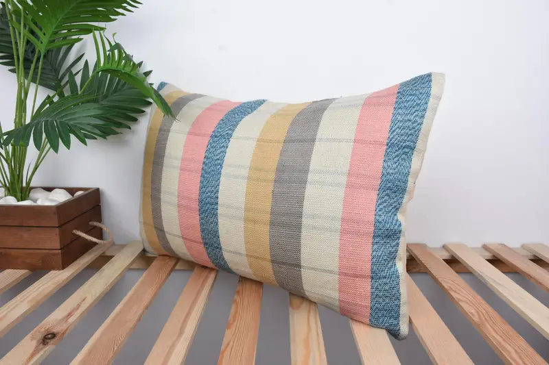 Handwoven Pillow, Antique Pillows, Lounge Throw Pillow Case, Kilim Pillow Cover, Turkish Kilim Pillow, Pillow, 16x24 Blue Pillow Case - 5